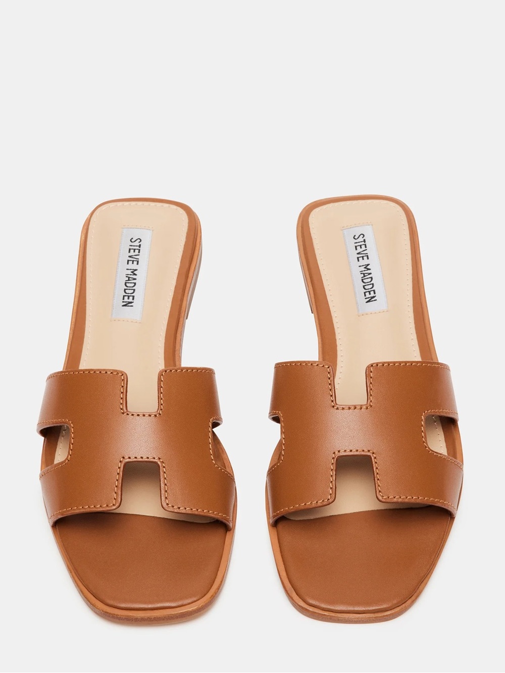 Steve Madden Hadyn Cognac Leather Slide Sandals Size 9 - Picture 6 of 6